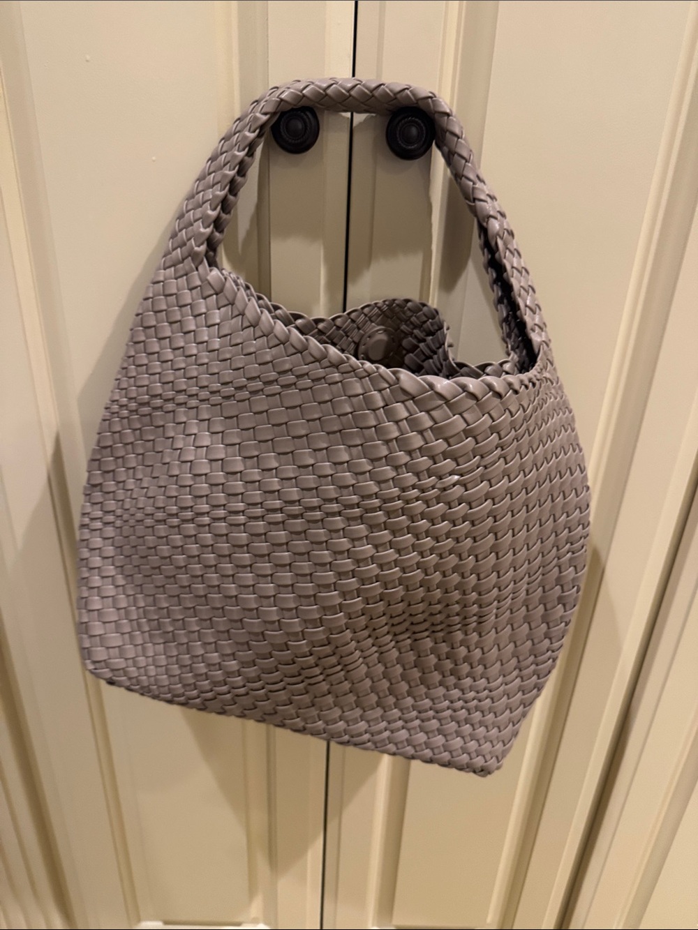 Woven Shoulder Hobo Bag in Taupe